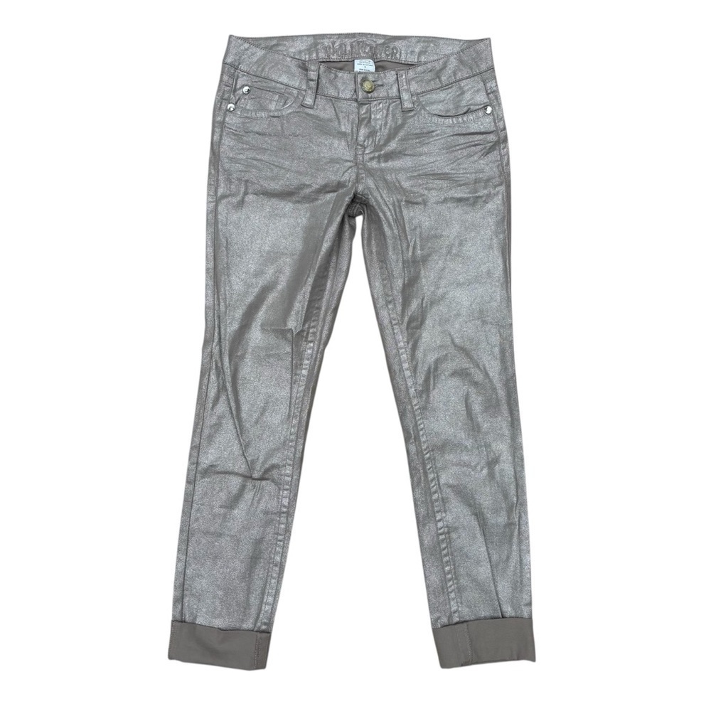 Wallflower Metallic Silver Rolled Up Jeans Size 7